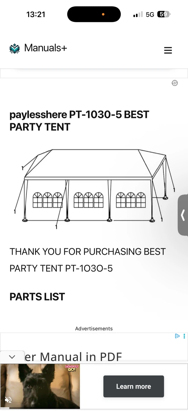BEST PARTY TENT PT-1030-5 Outdoor Canopy Tent