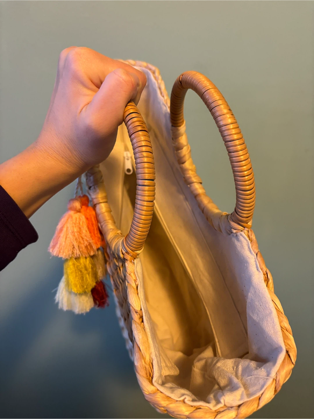 Straw Tote Bag with Tassel Charm - photo 2