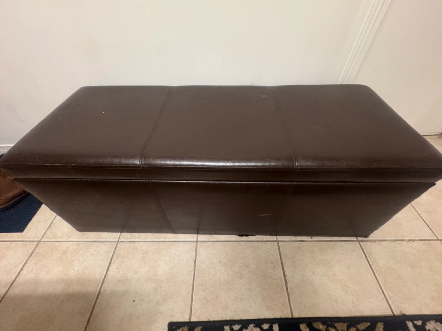 Brown Faux Leather Storage Ottoman Bench