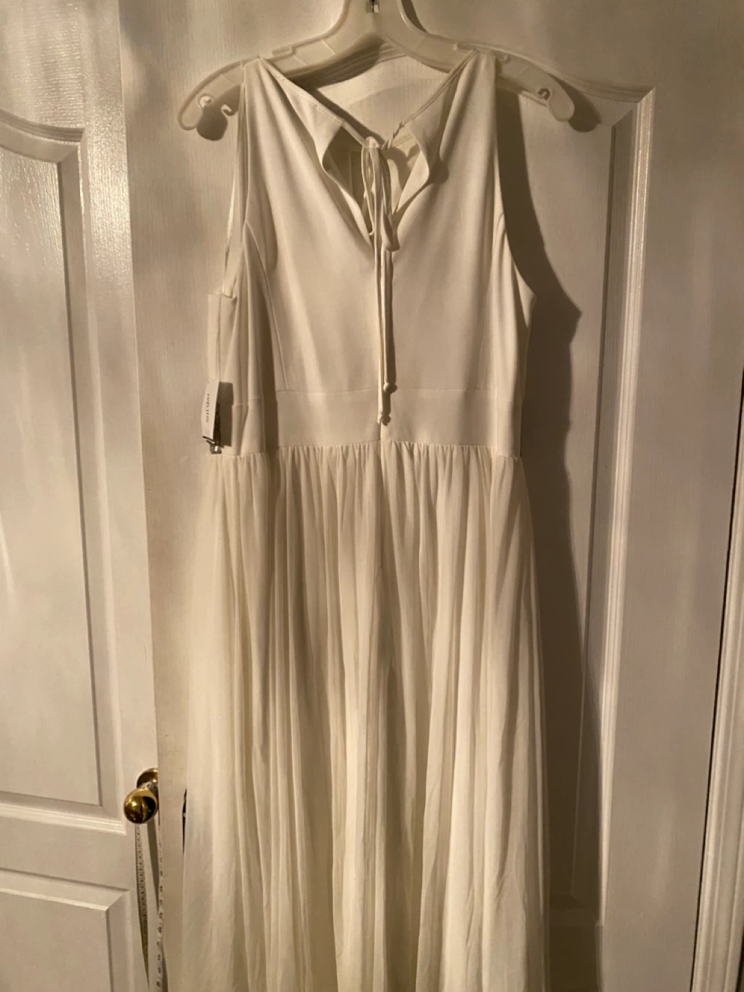 White Formal Dress with Beaded Belt - photo 3