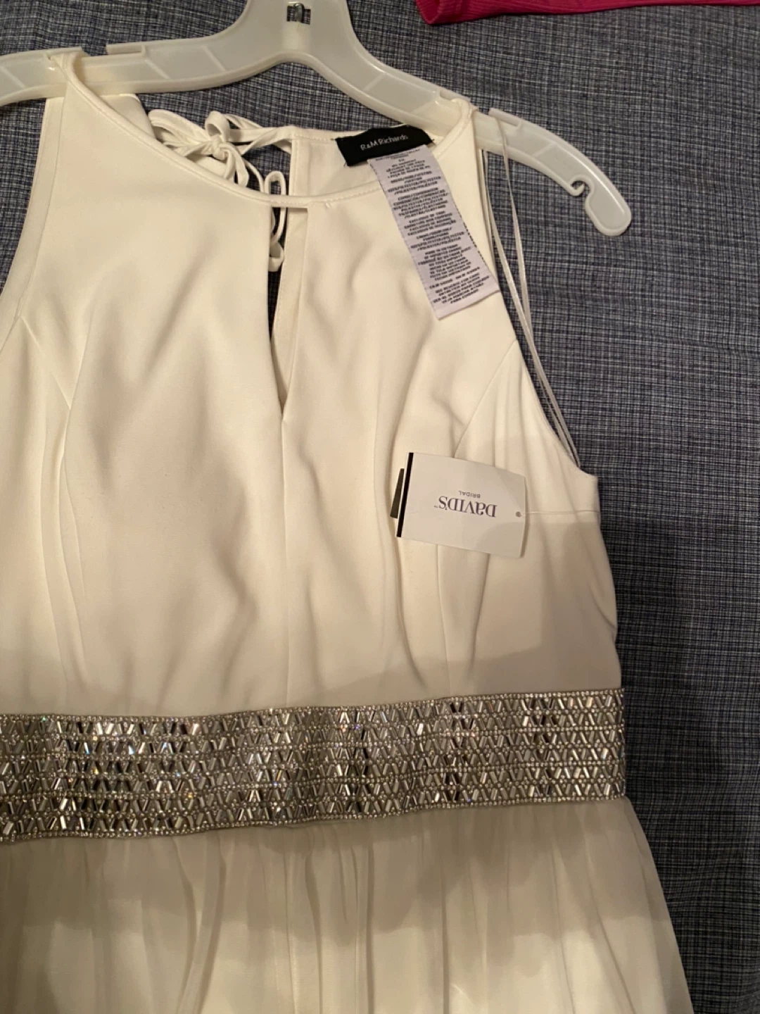 White Formal Dress with Beaded Belt - photo 2