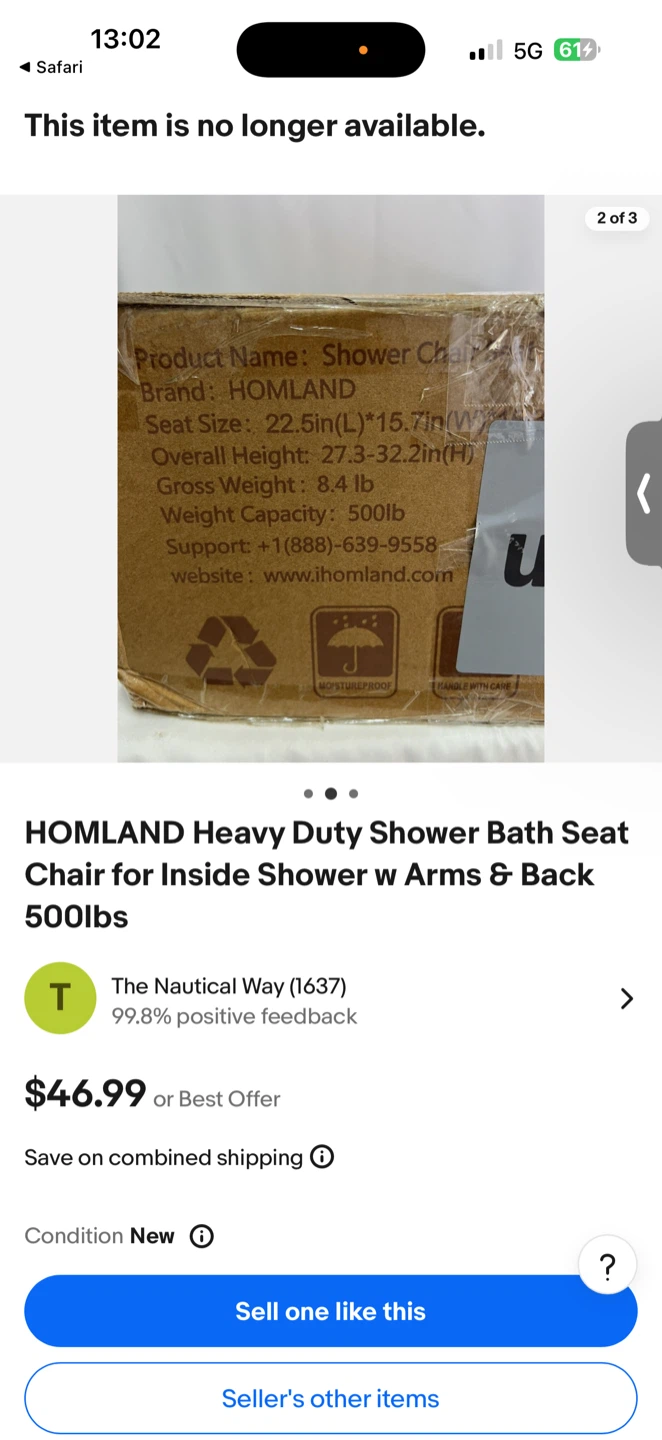 HOMELAND Heavy Duty Shower Chair w/ Arms & Back - photo 2