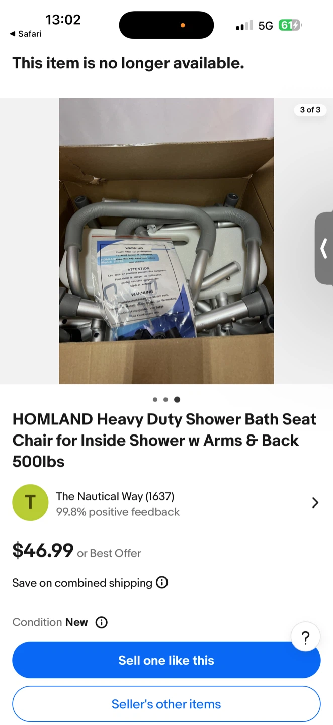 HOMELAND Heavy Duty Shower Chair w/ Arms & Back - photo 3