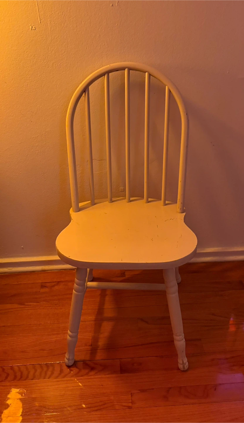 White Wooden Spindle Back Chair
