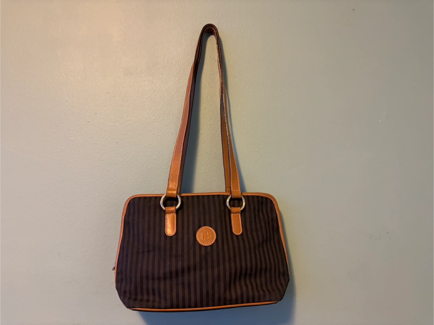 Fendi Striped Canvas & Leather Shoulder Bag - photo 2
