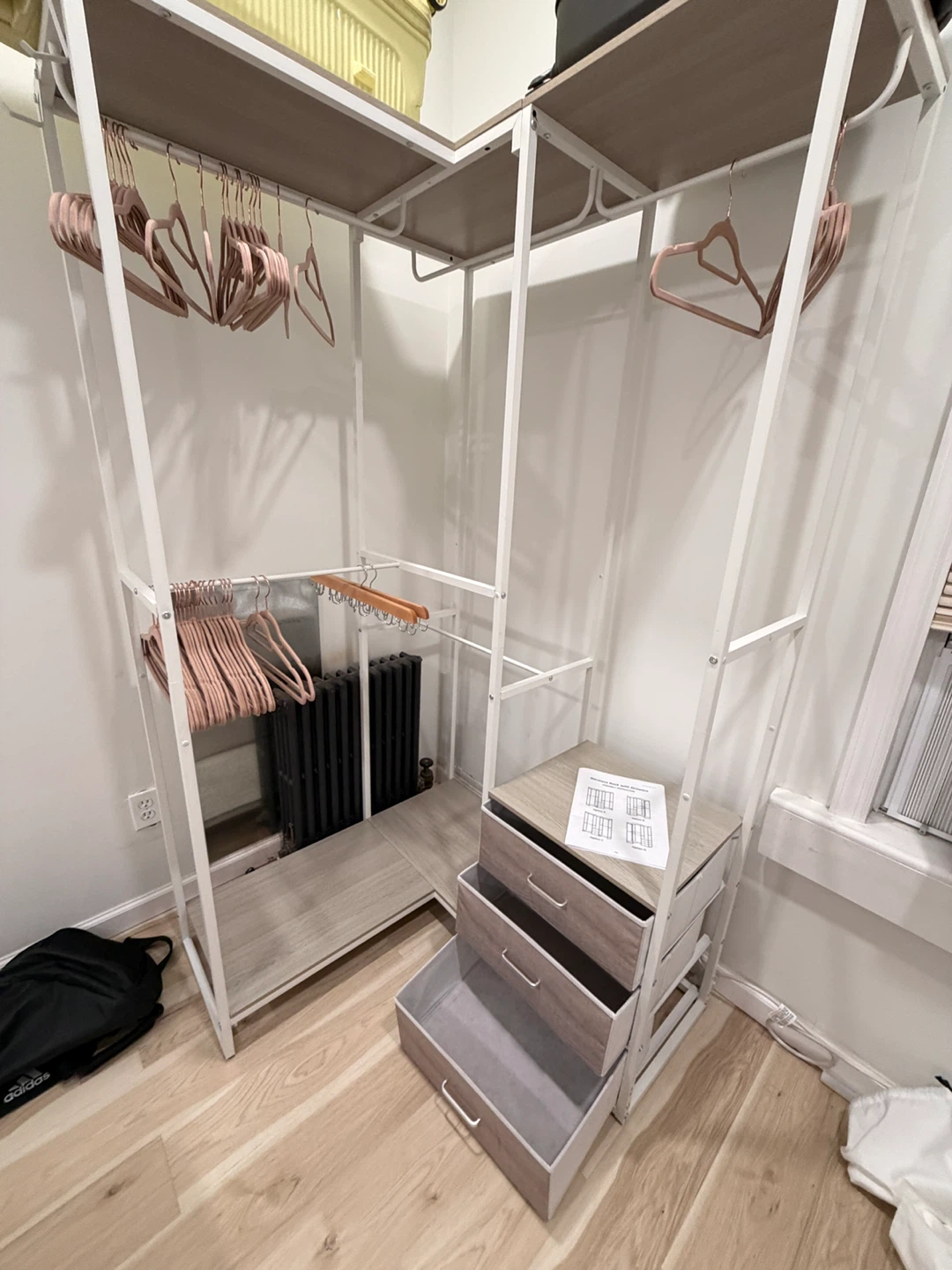 White Oak Garment Rack with Drawers and Shelves - photo 4
