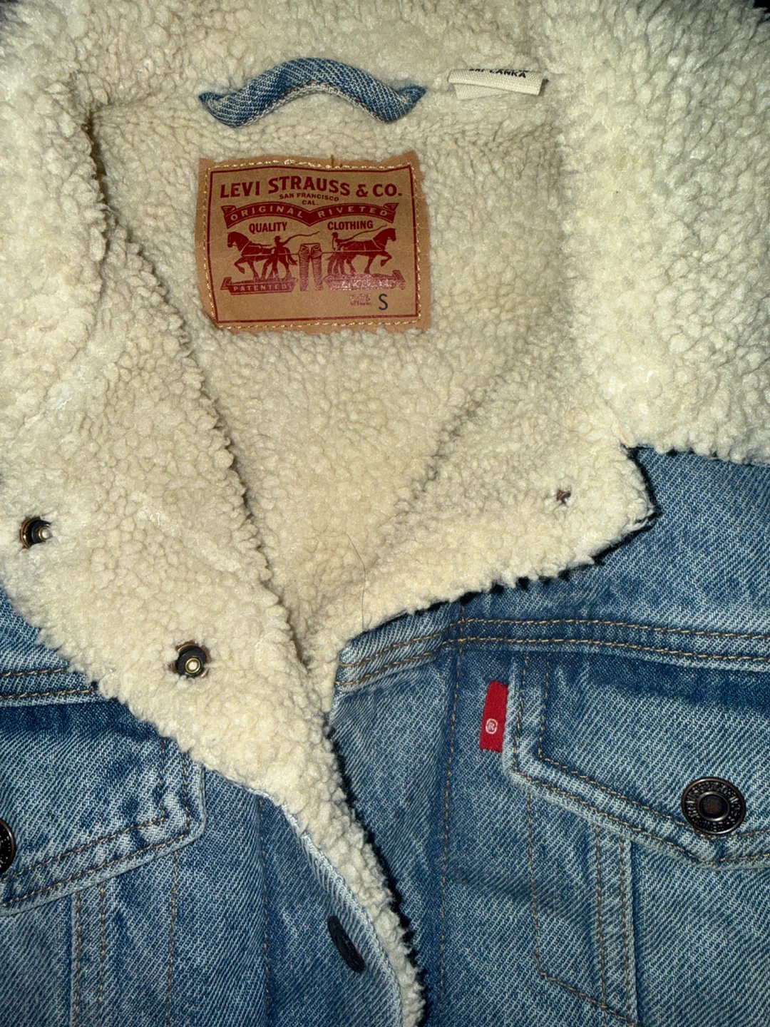 Levi's Sherpa Lined Denim Trucker Jacket - Size S - photo 2