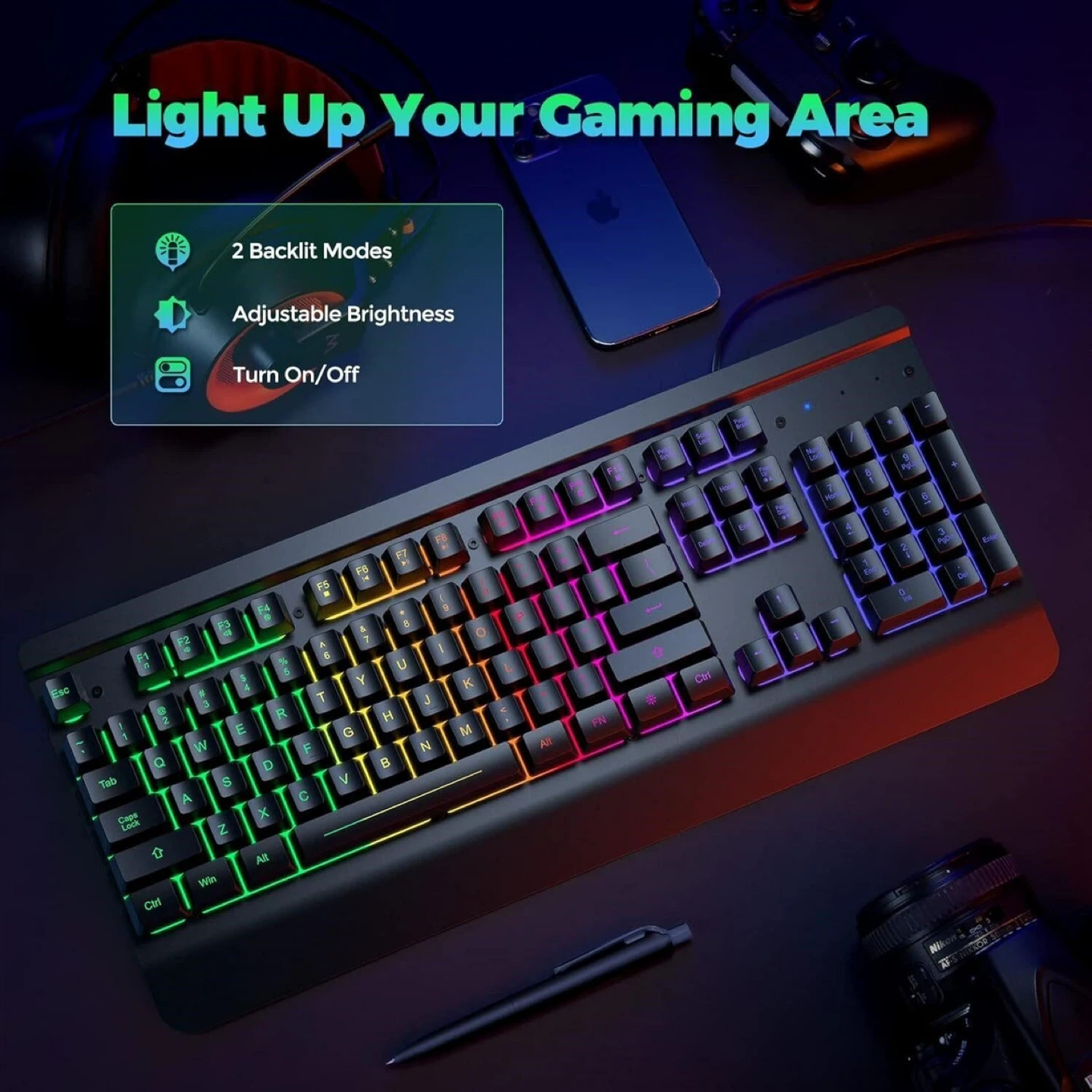 Gaming Keyboard with RGB Backlight, Model JS268 - photo 2