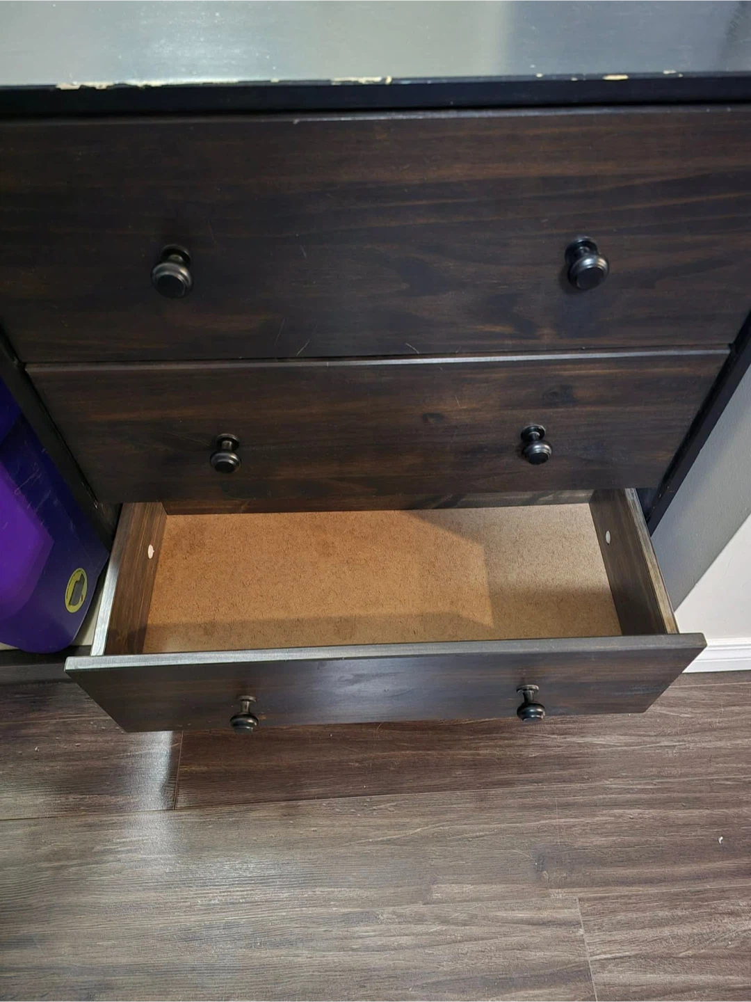 Dark Wood 3-Drawer Dresser - photo 2