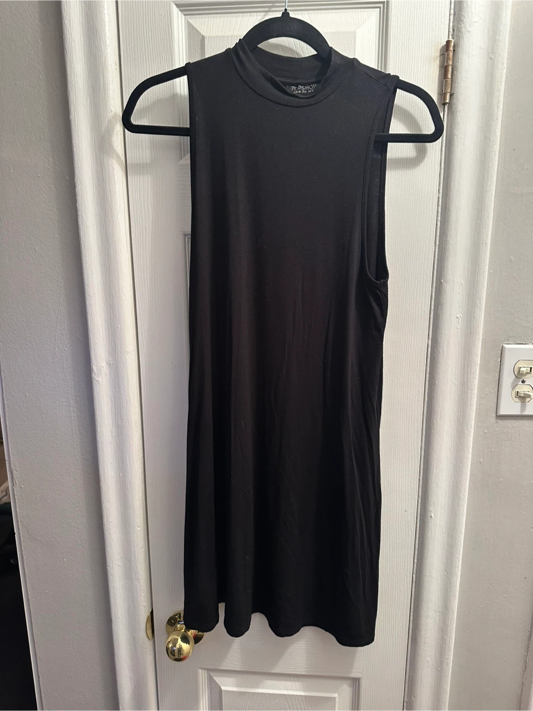 Black Sleeveless Mock Neck Dress by Topshop