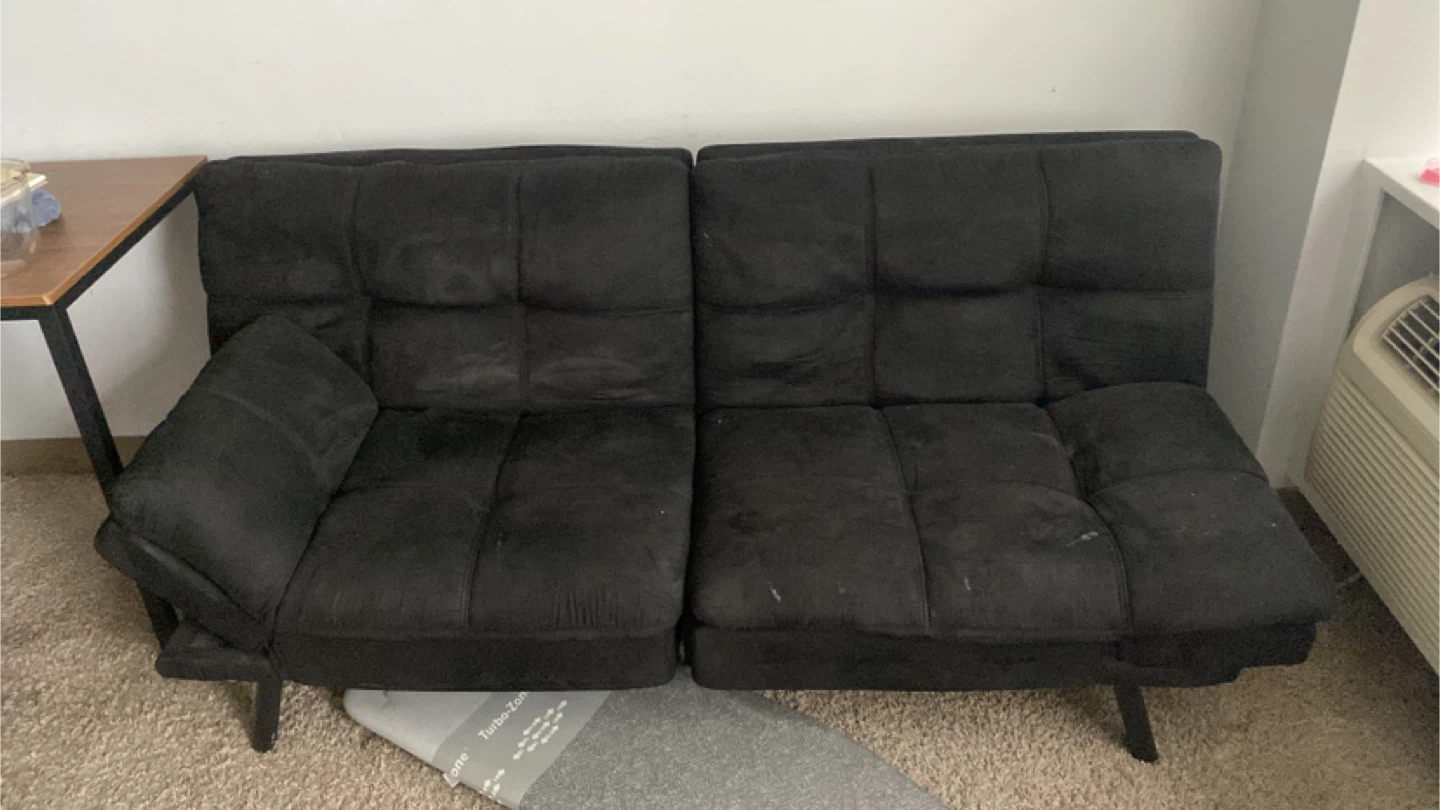 Black Futon Couch - Foldable into bed