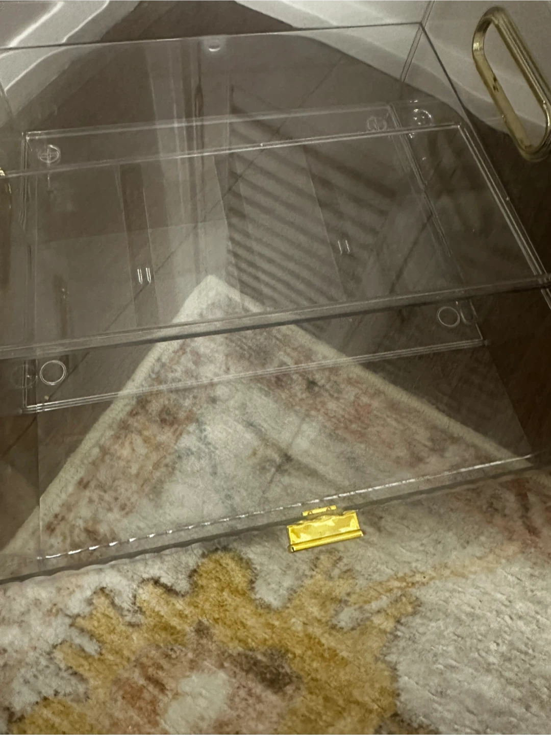 Clear Acrylic Storage Tray with Gold Handles - photo 2