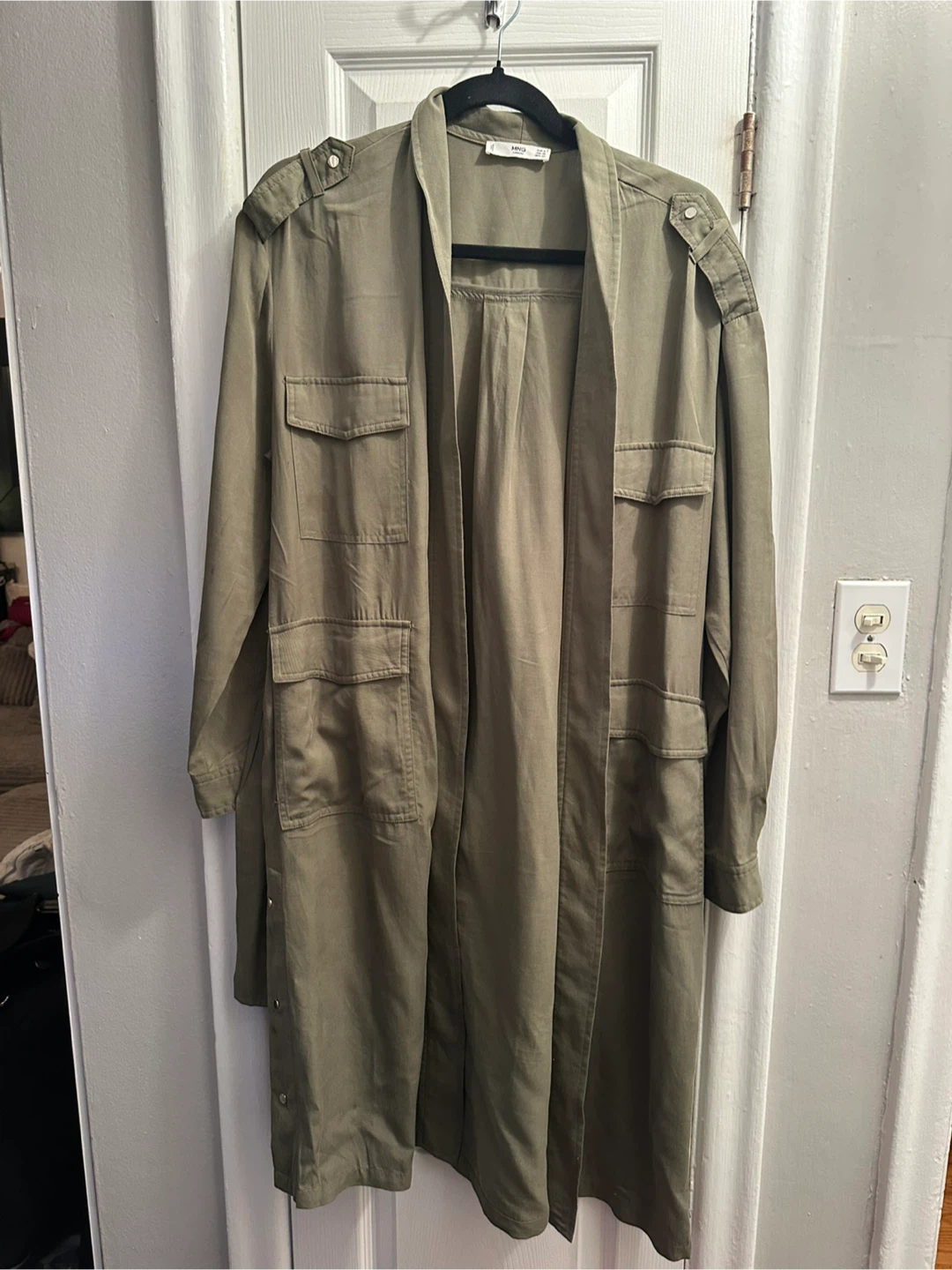MNG Olive Green Lightweight Trench Coat