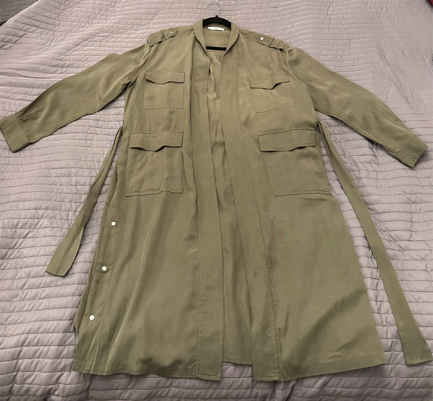 MNG Olive Green Lightweight Trench Coat - photo 2