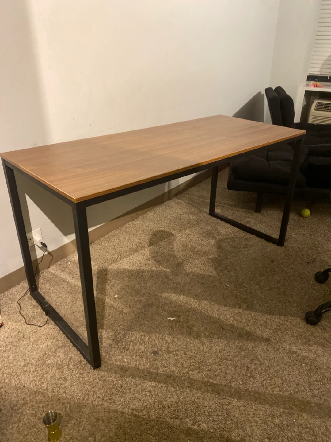Wooden Top Desk with Black Metal Frame - photo 2