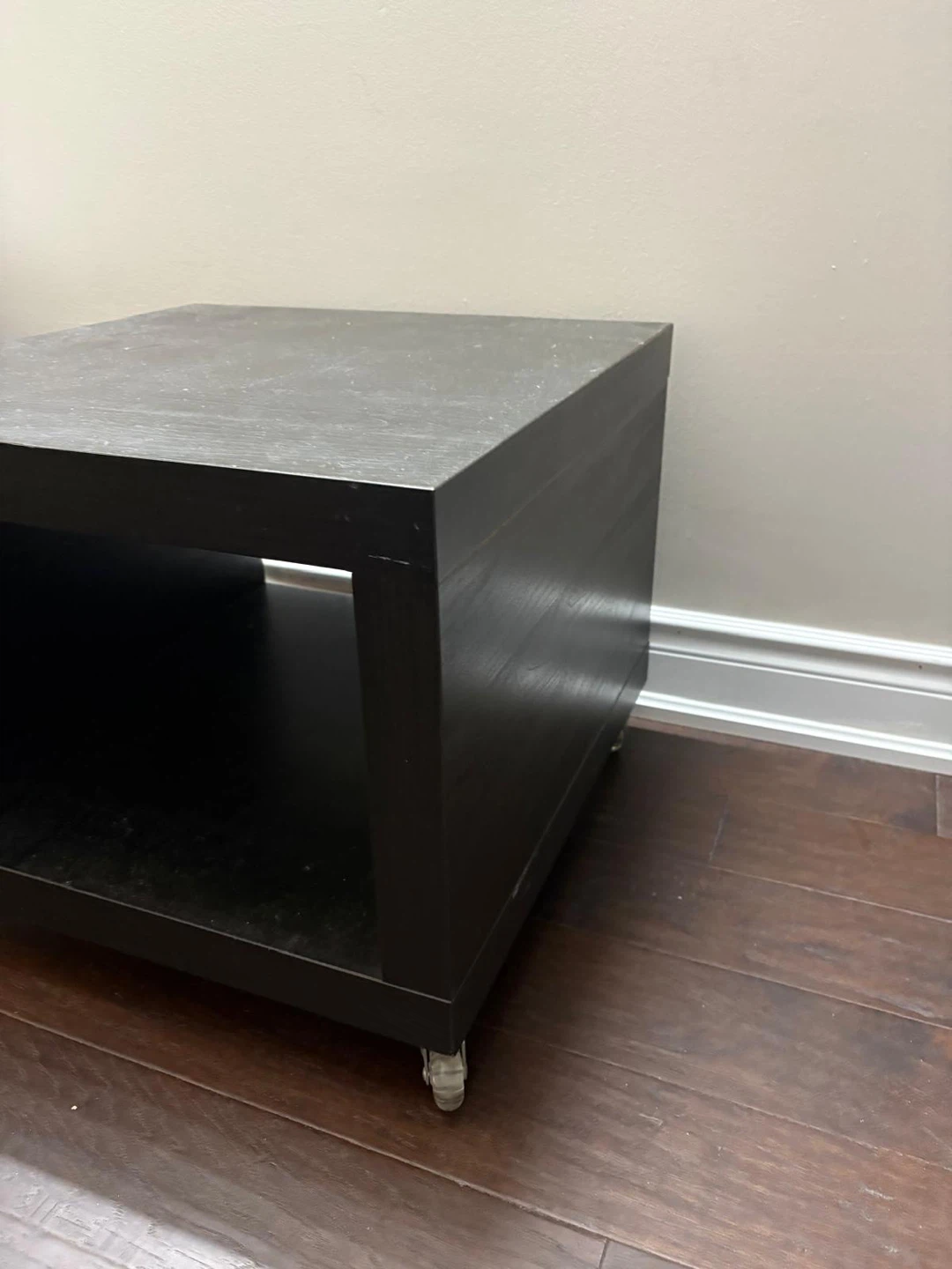 Black Cube Side Table with Wheels - photo 4