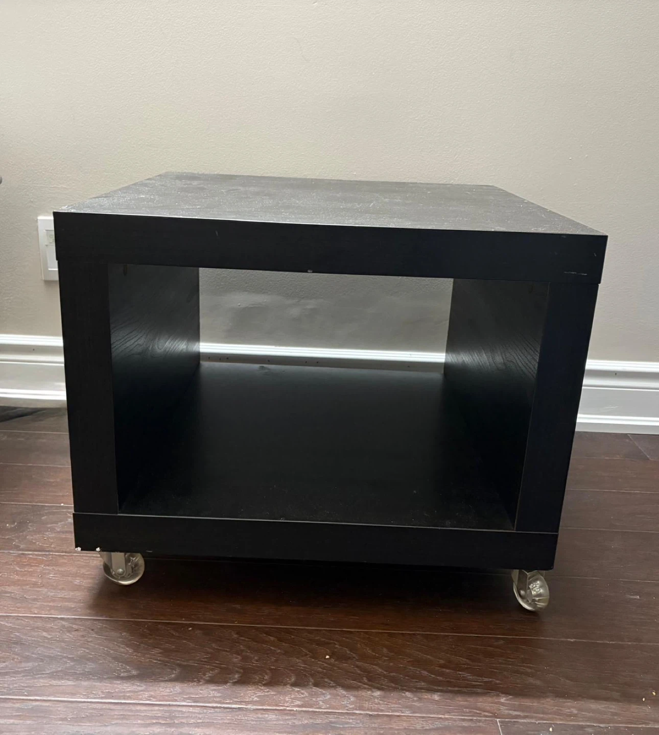 Black Cube Side Table with Wheels - photo 2