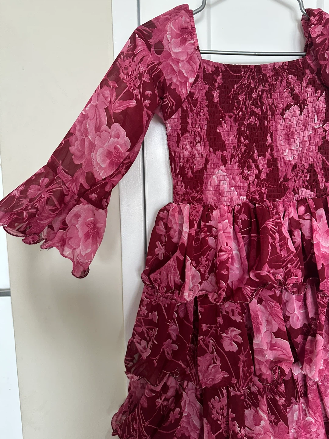 Pink Floral Tiered Ruffle Dress - photo 3