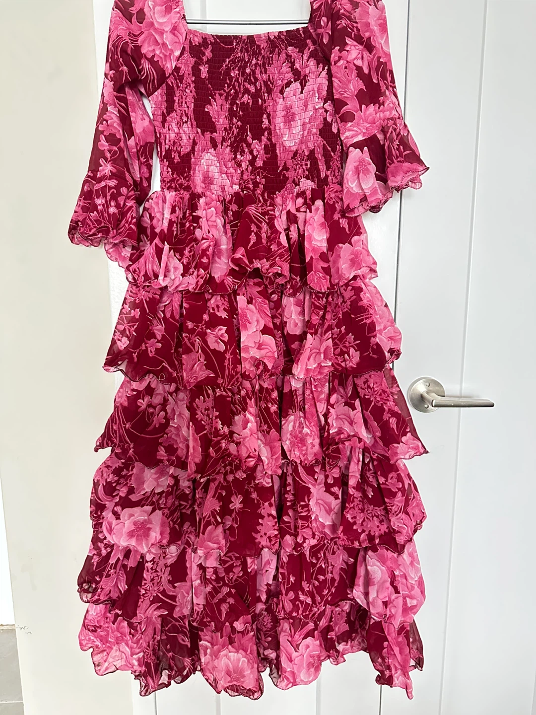 Pink Floral Tiered Ruffle Dress - photo 2