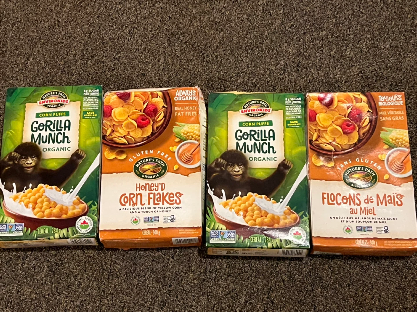 Nature's Path Organic Gorilla Munch & Honey'd Corn Flakes Cereal