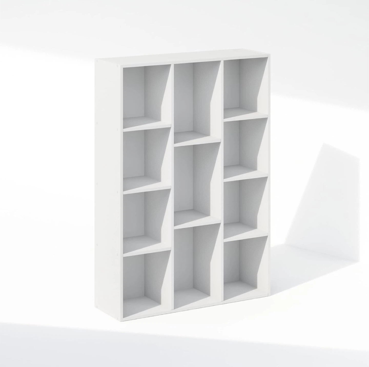 White 12-Cube Storage Organizer Bookshelf