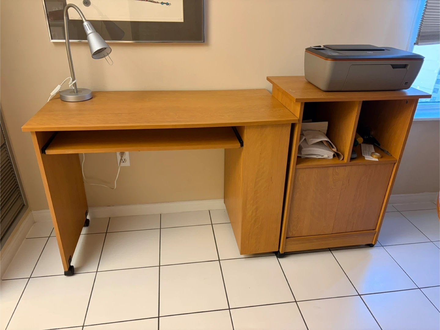 Wooden Desk with Storage Unit