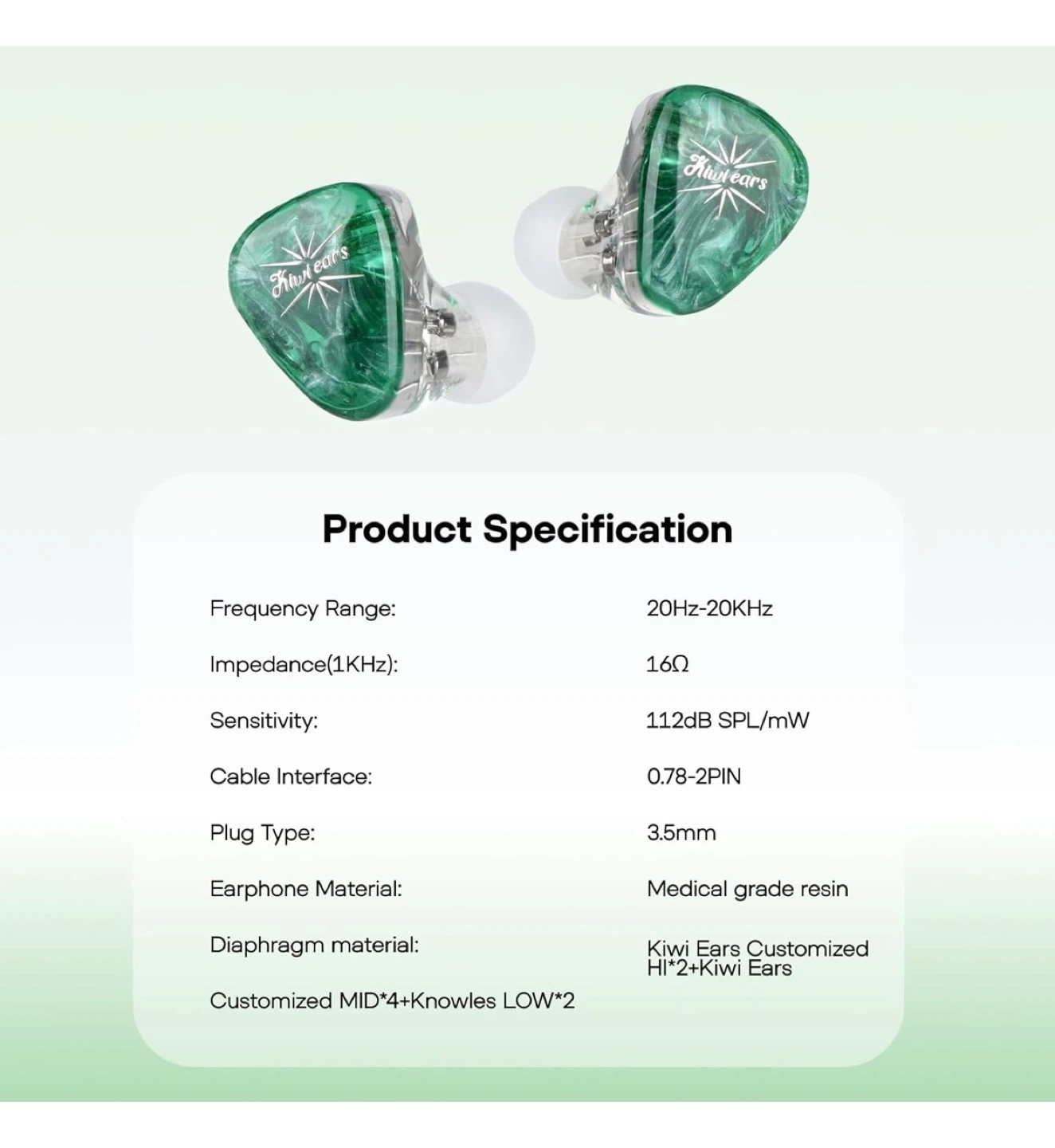 Kiwi Ears Orchestra Lite Green In-Ear Monitors - photo 5