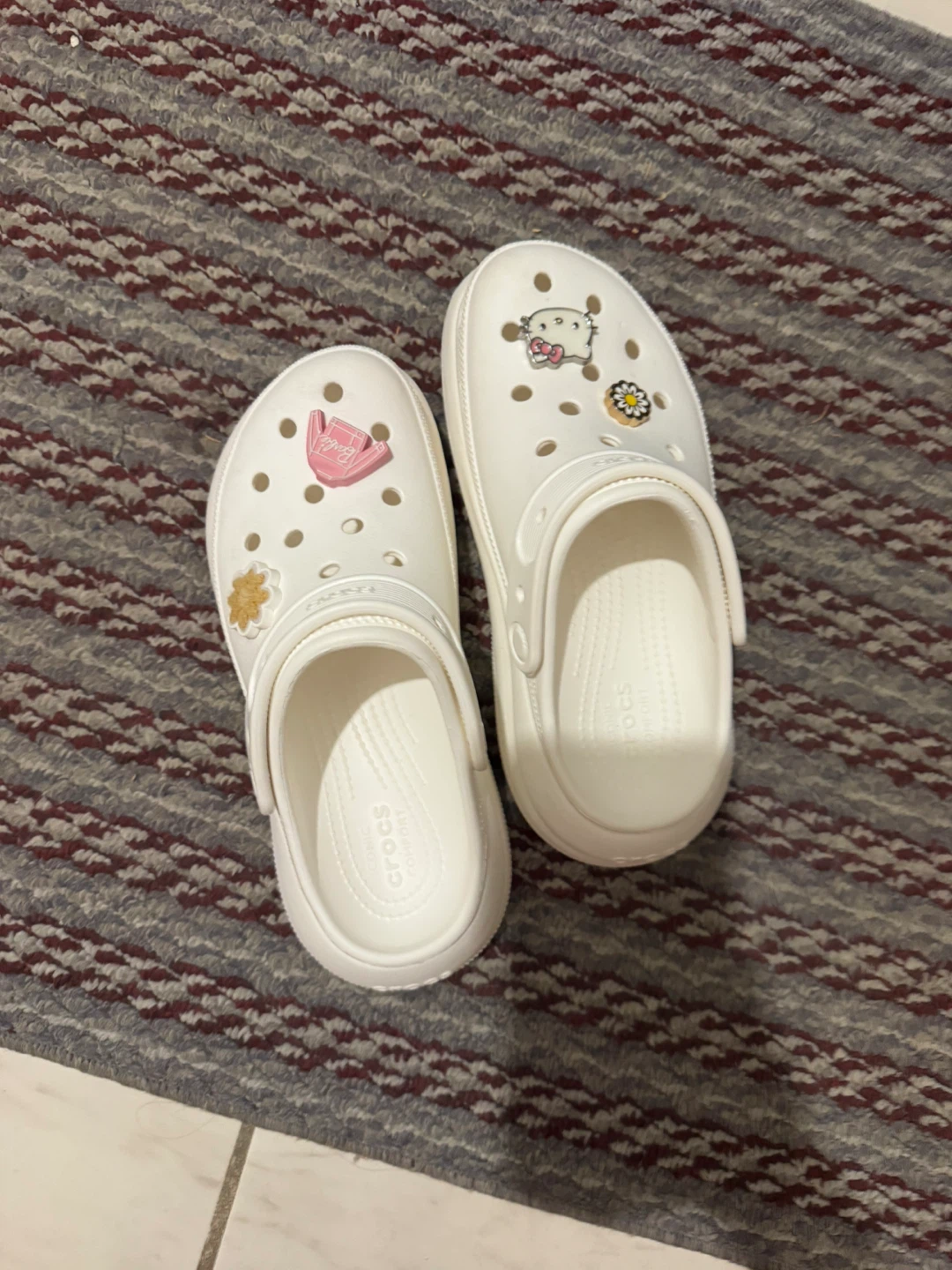 platform White Crocs with Jibbitz
