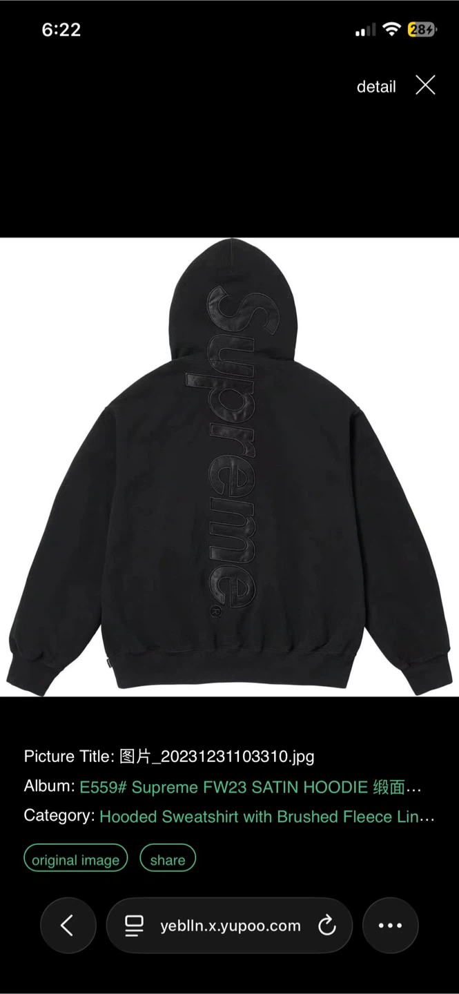 Supreme FW23 Satin Black Hoodie