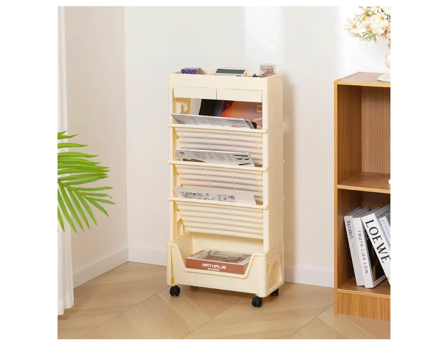 5 Tier Rolling Utility Cart, Book Cart with Wheels - photo 2
