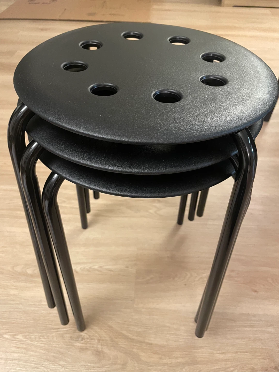 Set of 3 Black Stackable Stools