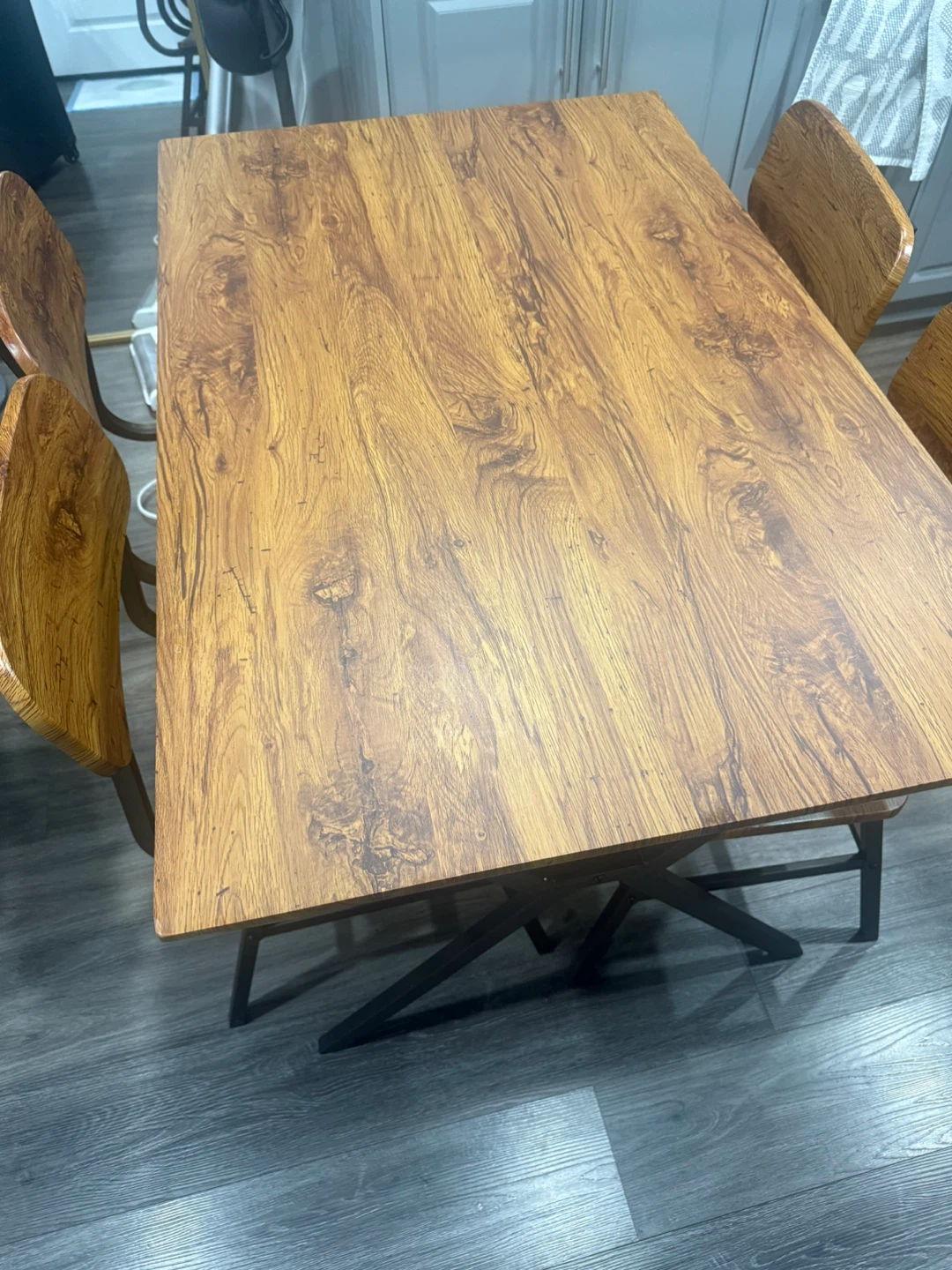 Wood Grain Dining Table Set with 4 Chairs - photo 3