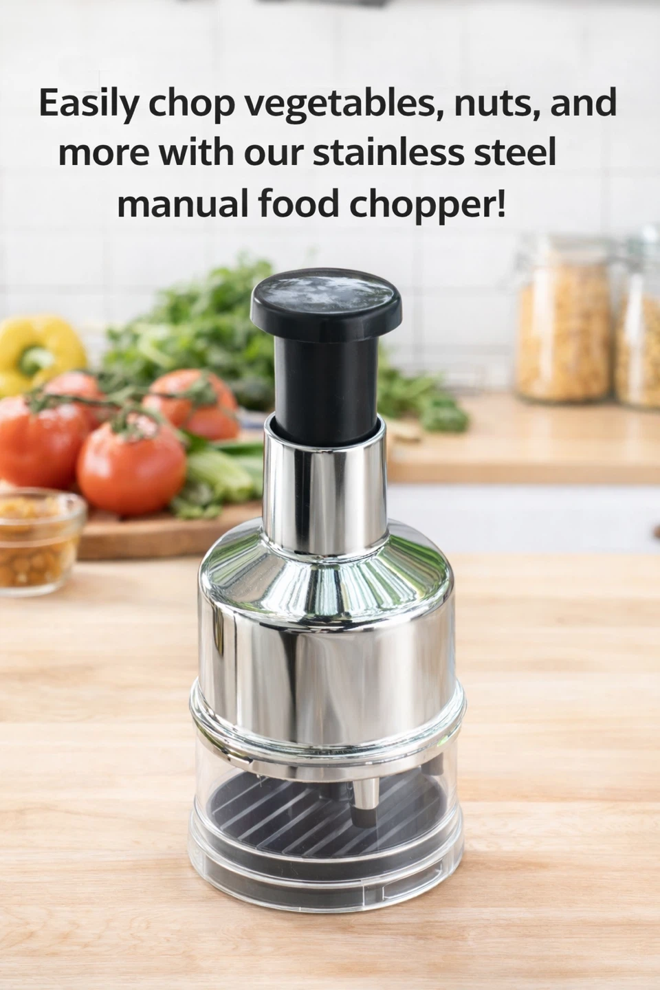 Manual Food Chopper - Stainless Steel Onion/Vegetables Chopper - photo 3
