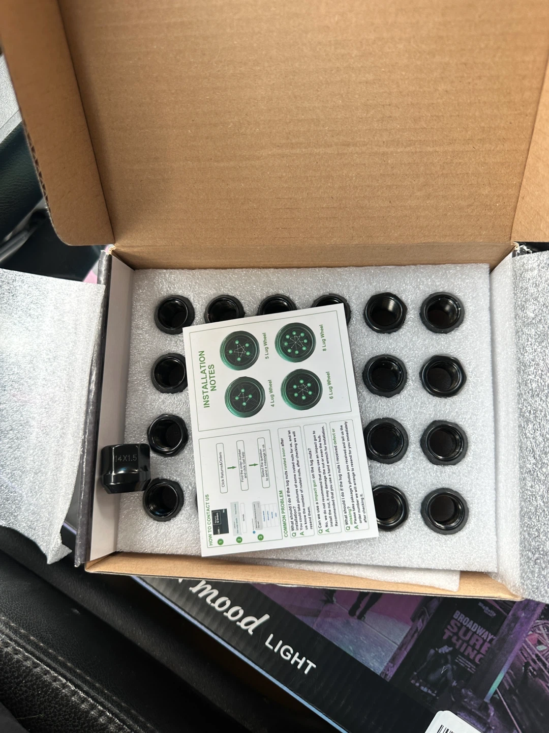 Black 14x1.5 Lug Nuts Set