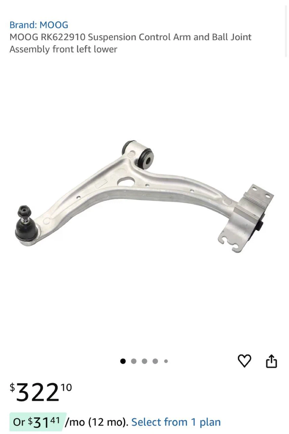 MOOG RK622910 Front Left Lower Control Arm wit