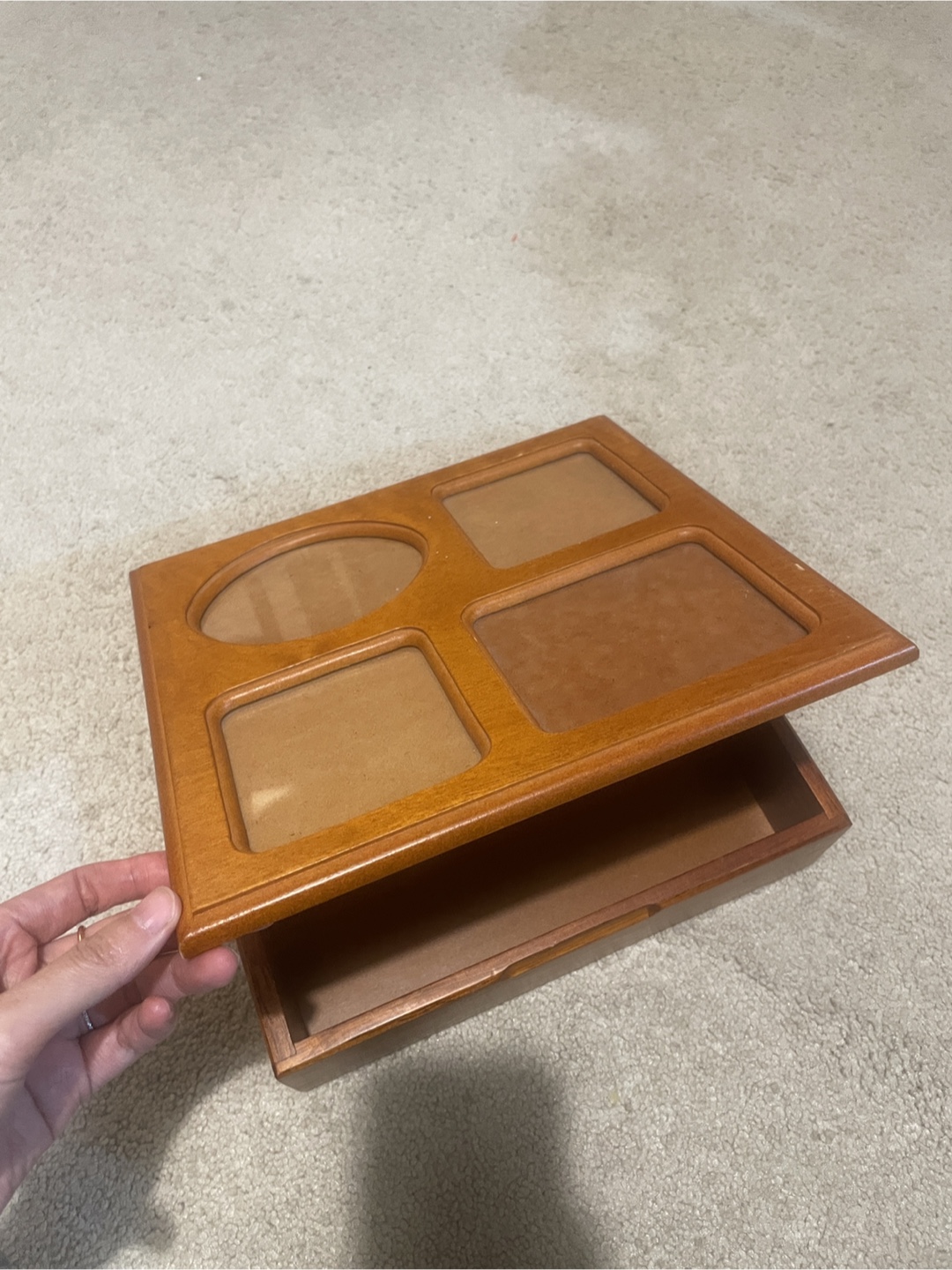 Wooden Photo Memory Box with 4 Frames