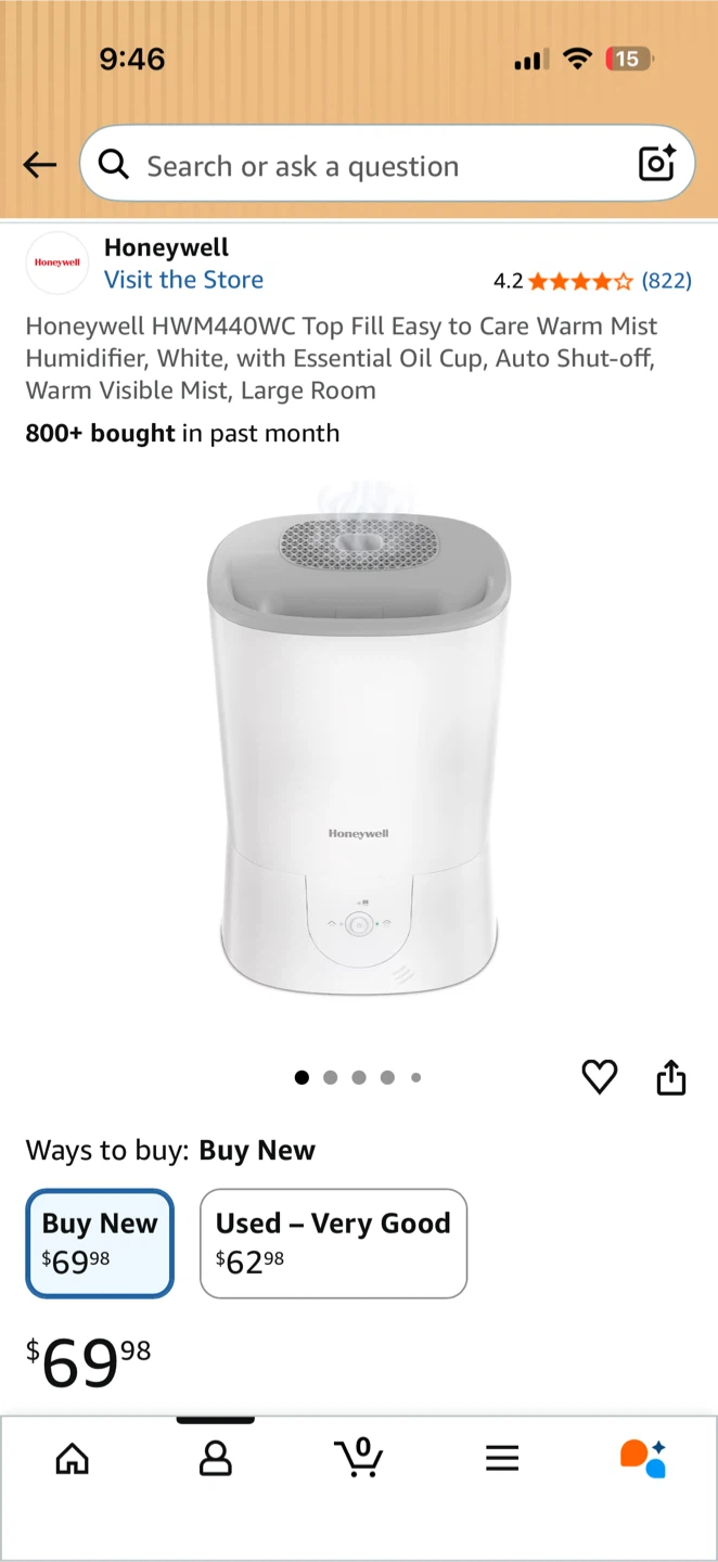 Honeywell HWM440WC Top Fill Humidifier - White