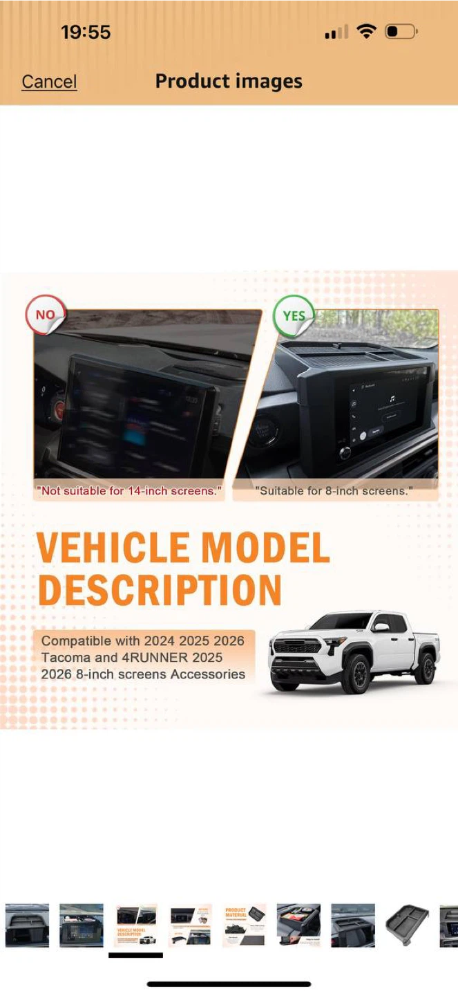 TACOBRO Dash Organizer Tray for Toyota Tacoma / 4Ru - photo 3