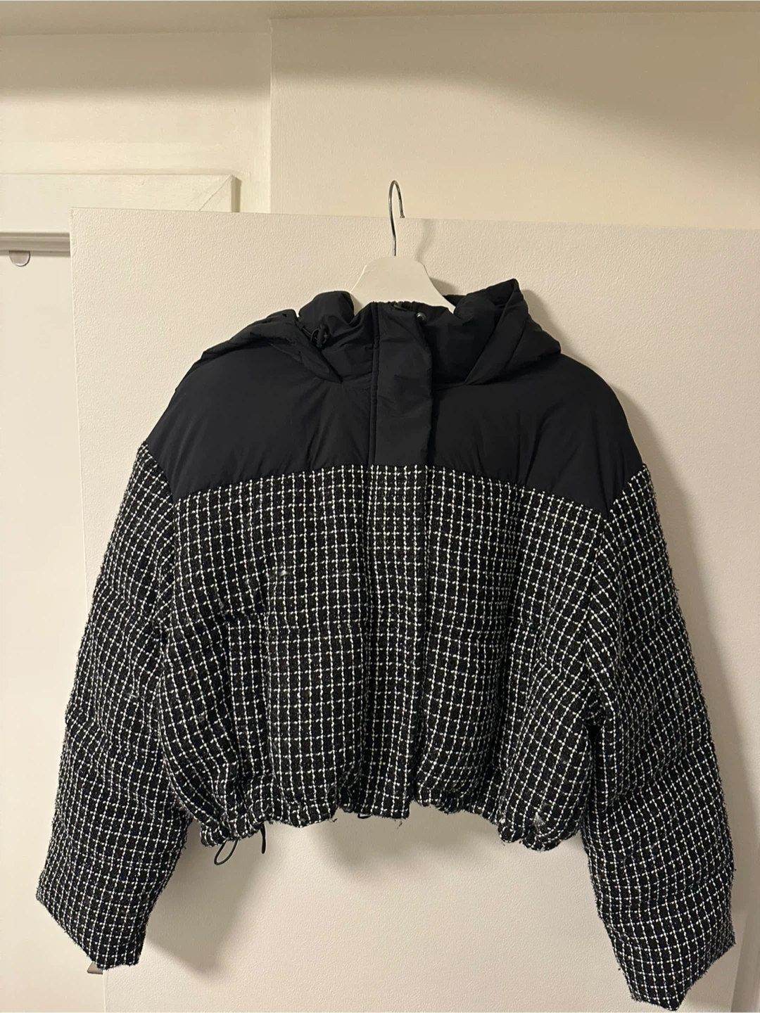 Oysho Puffer Jacket - Tweed & Black - Size M