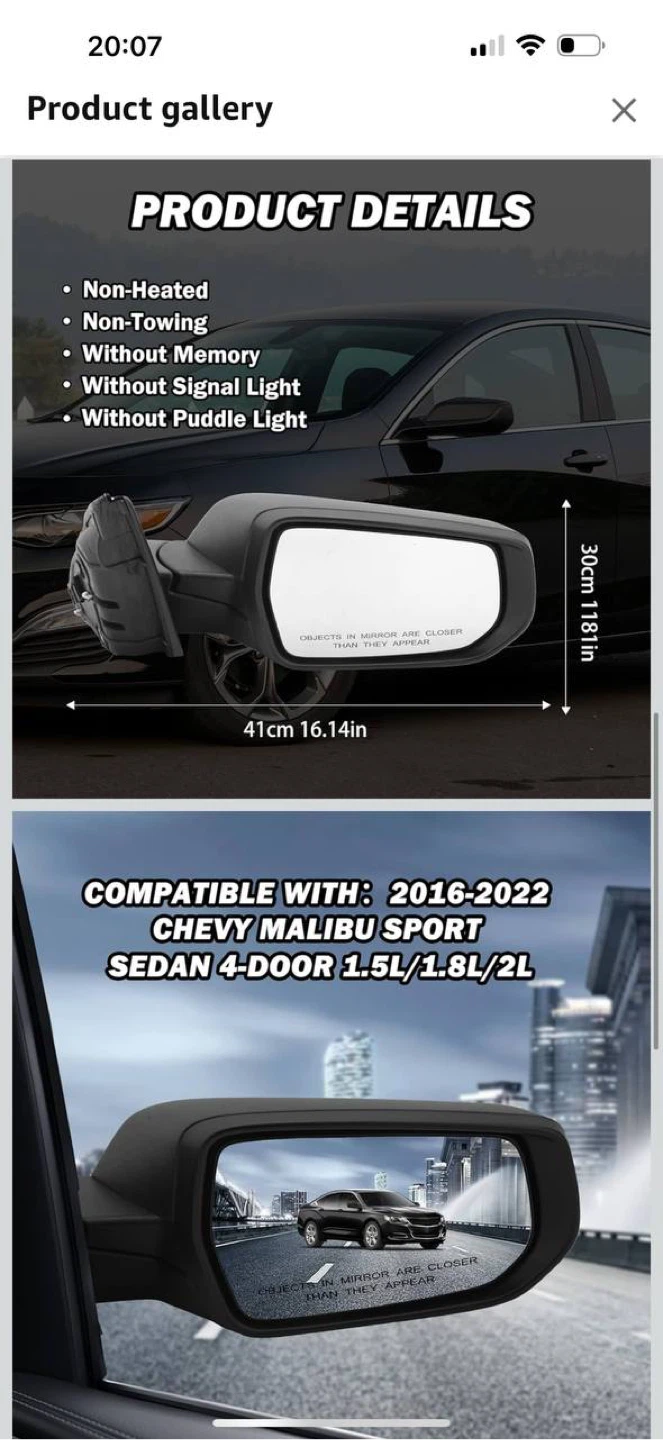 MOFOAP Passenger Side Mirror for Chevy Malibu - photo 4