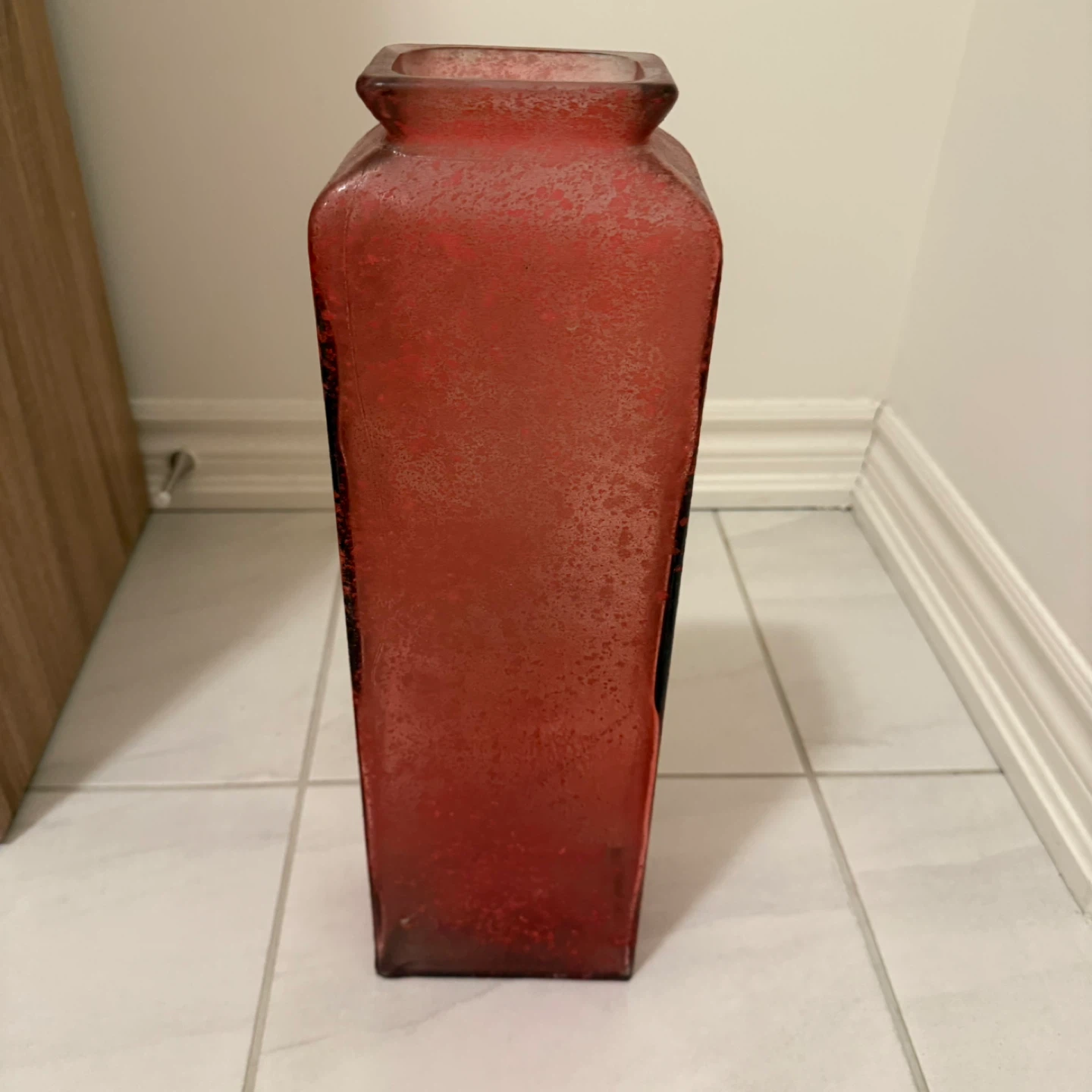 Red Textured Glass Vase