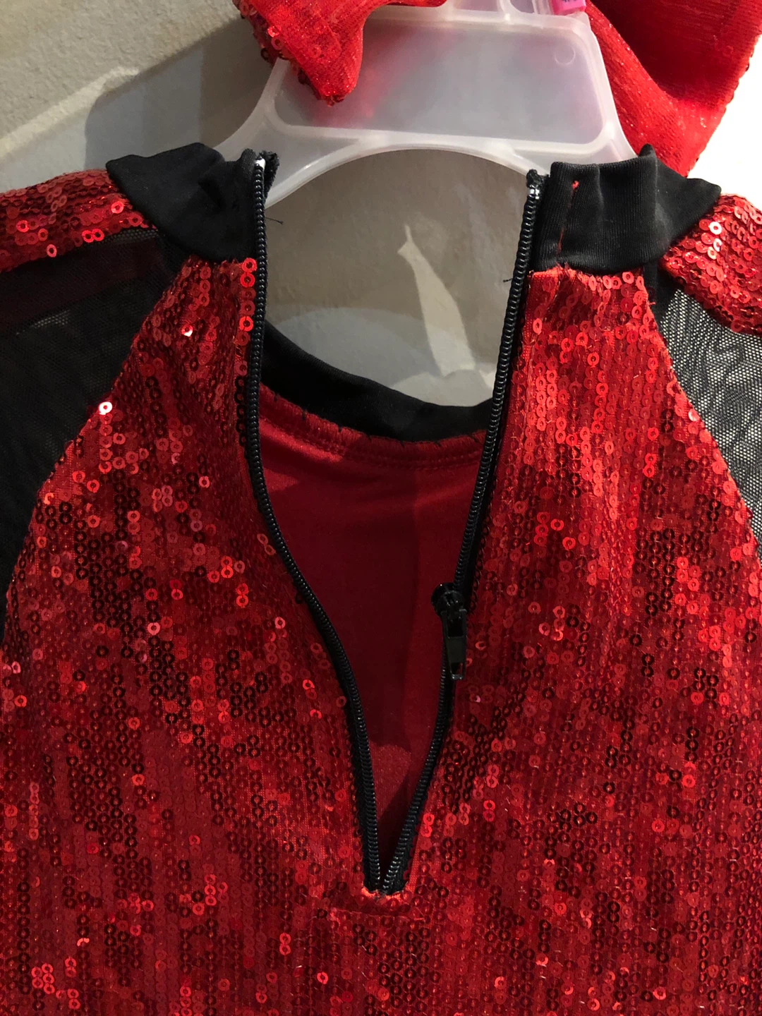 Red Sequin Dance Costume with Bow - photo 3