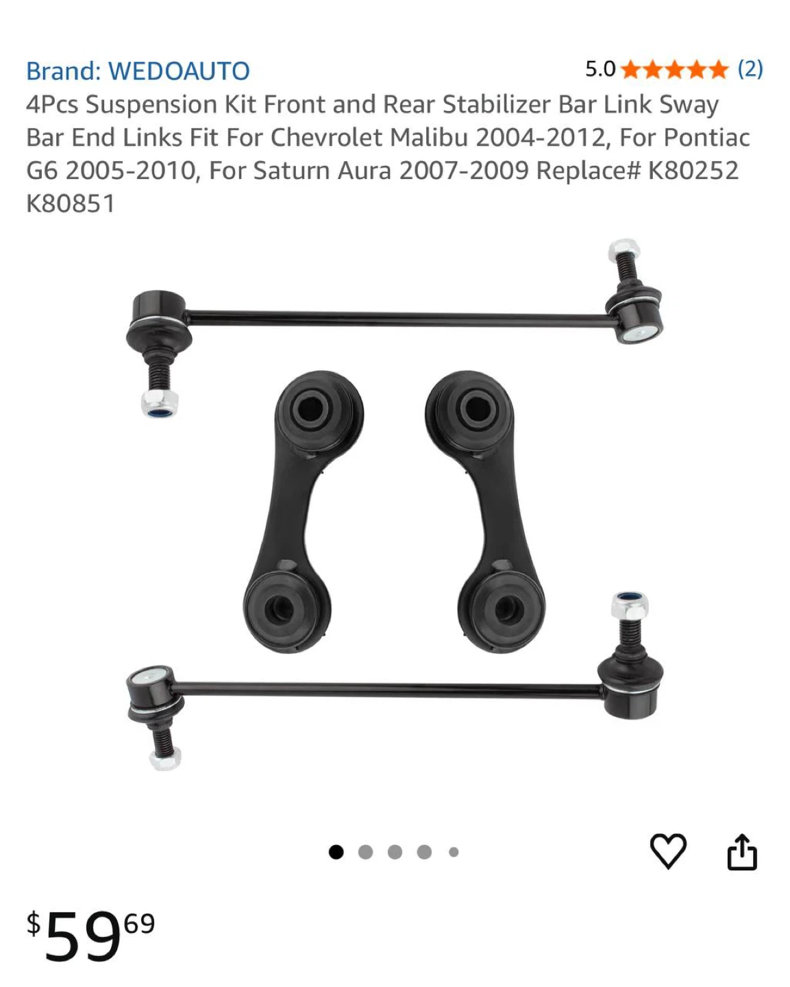 WEDOAUTO Sway Bar Link Kit for Chevrolet Malibu