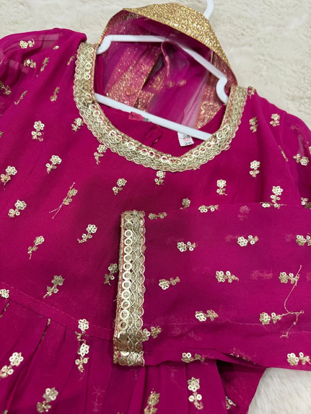 Girls Pink Embroidered Dress with Dupatta - photo 2