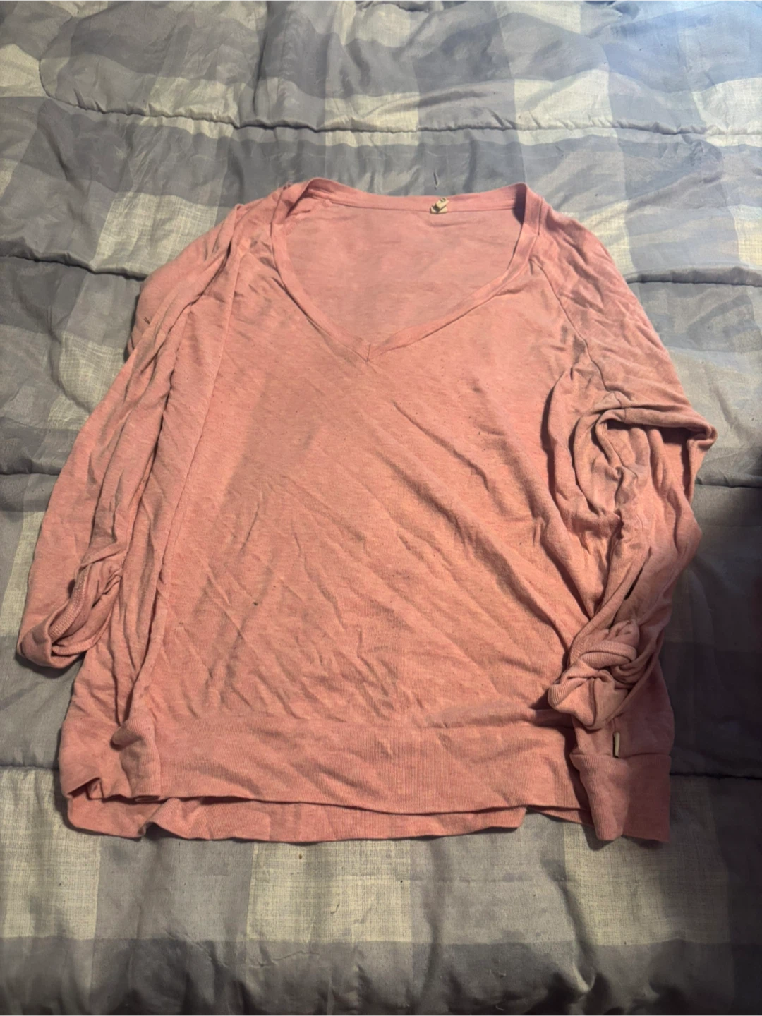 TNA Pink V-Neck Long Sleeve Top - Size M