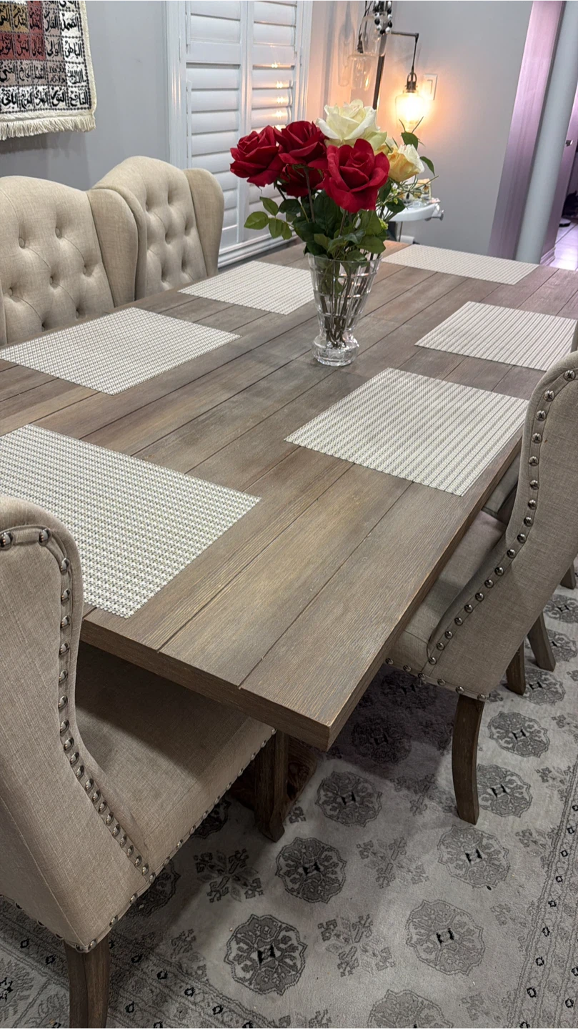 Rustic Wood Dining Table with Tufted Chairs - photo 2