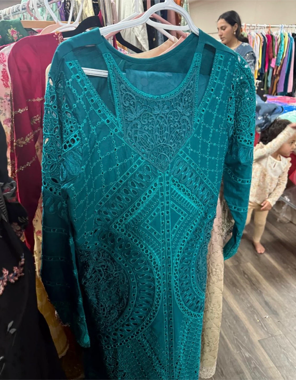 Teal Embroidered Maria b suite - photo 2