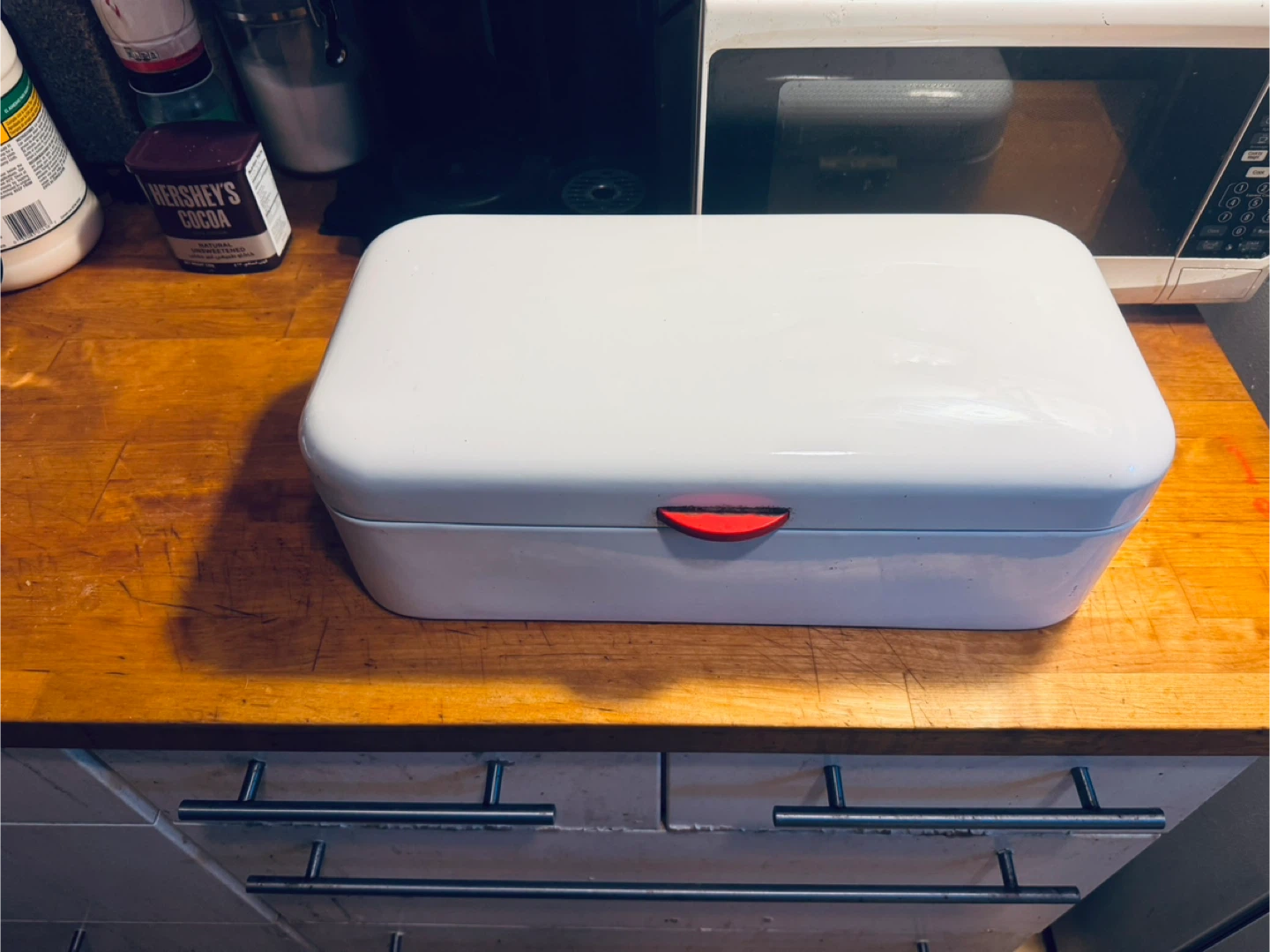 White bakelite breadbox - photo 4