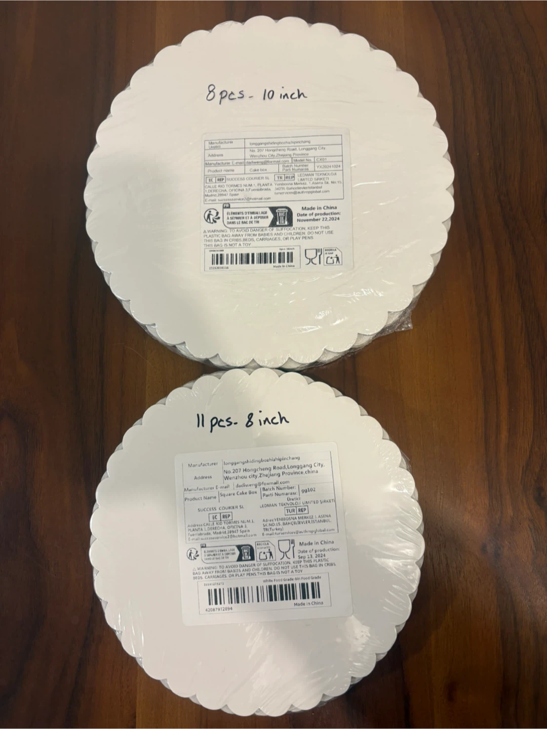 Cake Boards - 10 inch (8 pcs) and 8 inch (11 pcs)