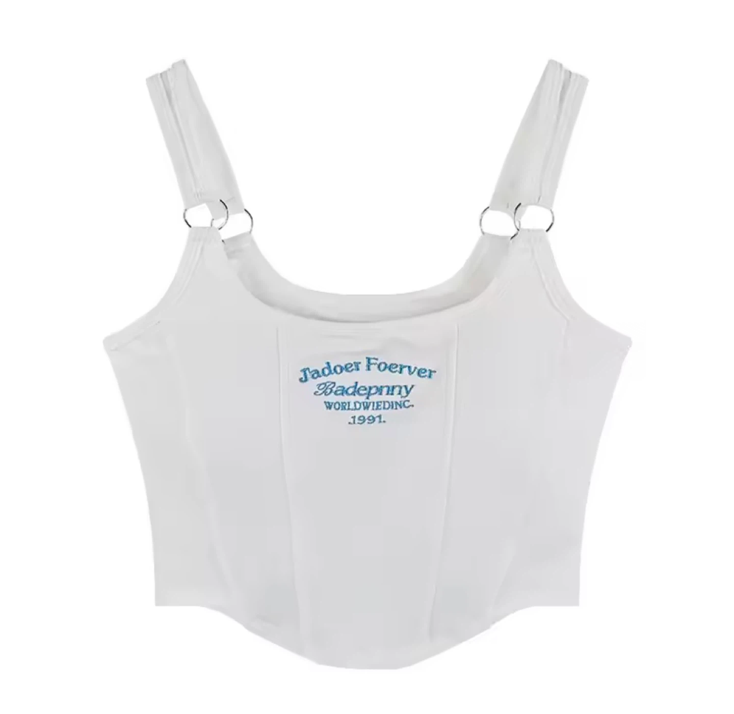 2XS White Corset Style Tank Top y2k - photo 3